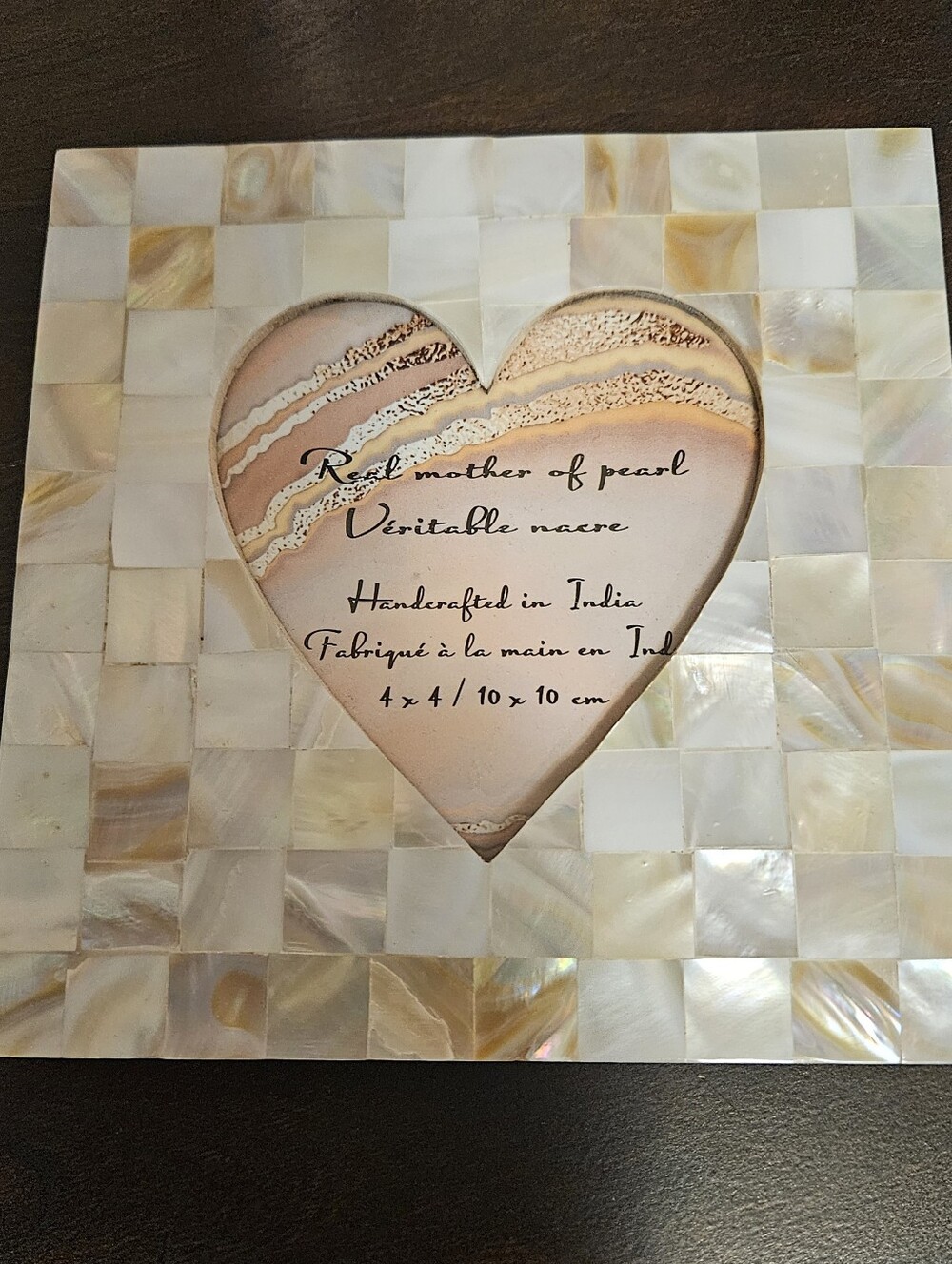 Handcrafted Mother of Pearl Heart Photo Frame - 4x4